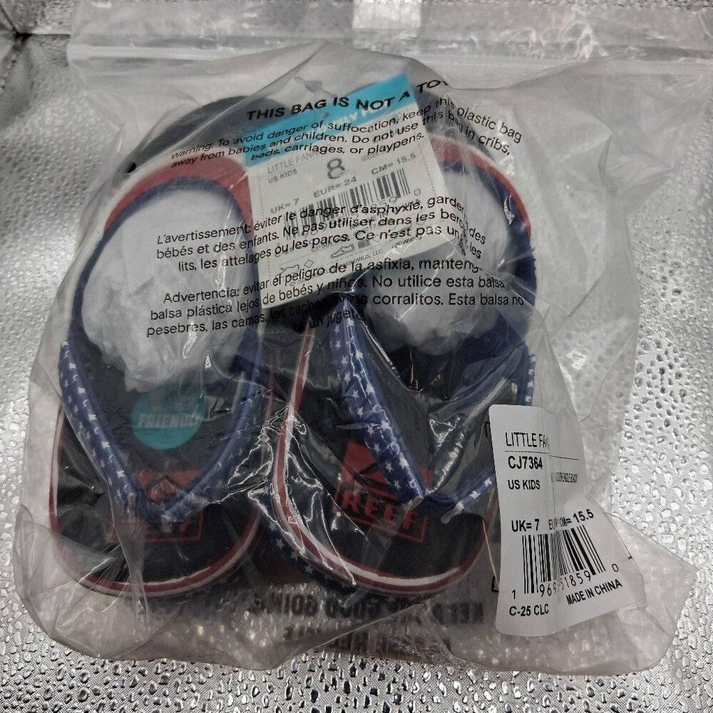 REEF LITTLE FANNING Slingback Flip Flops Kids Size 8 Golden Eagle Black